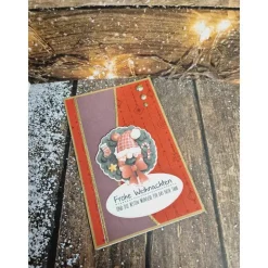 Handgefertigte Weihnachtskarte Wichtel  - inkl. Einlegeblatt & Umschlag