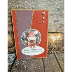 Handgefertigte Weihnachtskarte Wichtel  - inkl. Einlegeblatt & Umschlag