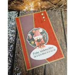 Handgefertigte Weihnachtskarte Wichtel  - inkl. Einlegeblatt & Umschlag