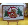 Handgefertigte Weihnachtskarte,Teddy,Tennenbäume
