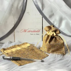 handgefertigte Weihnachtstüten Geschenkverpackung Sterne Stoffbeutel wieder verwendbar personalisiert