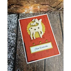 Handgefertigte Weihnachtskarte Rentier Holz - inkl. Einlegeblatt & Umschlag