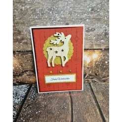 Handgefertigte Weihnachtskarte Rentier Holz - inkl. Einlegeblatt & Umschlag