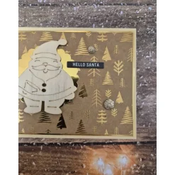 Handgefertigte Weihnachtskarte Weihnachtsmann Holz - inkl. Einlegeblatt & Umschlag