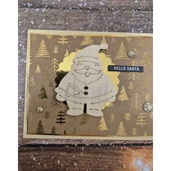 Handgefertigte Weihnachtskarte Weihnachtsmann Holz - inkl. Einlegeblatt & Umschlag