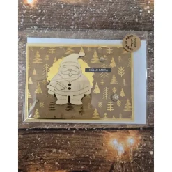 Handgefertigte Weihnachtskarte Weihnachtsmann Holz - inkl. Einlegeblatt & Umschlag