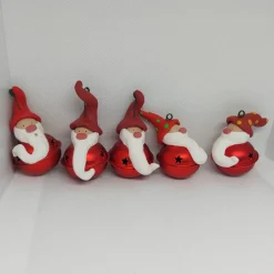 Handgefertigte Weihnachtsschellen mit Polymer-Clay-Wichteln – große Deko-Glocken, 2 Wichtel frei wählbar