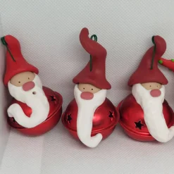 Handgefertigte Weihnachtsschellen mit Polymer-Clay-Wichteln – große Deko-Glocken, 2 Wichtel frei wählbar
