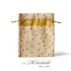 handgefertigte Weihnachtstüten Geschenkverpackung Sterne Stoffbeutel wieder verwendbar personalisiert