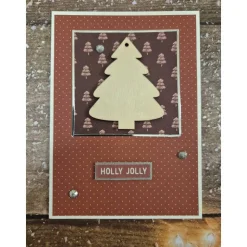 Handgefertigte Weihnachtskarte Tannenbaum Holz - inkl. Einlegeblatt & Umschlag