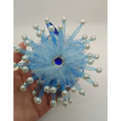 Handgefertigter Anhänger „Eisblume – Himmelblau“, Weihnachtsstern