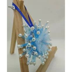 Handgefertigter Anhänger „Eisblume – Himmelblau“, Weihnachtsstern