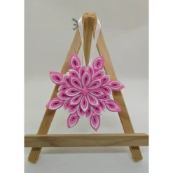 Handgefertigter Kanzashi-Anhänger „Rosenzart“, Weihnachtsstern