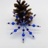 Handgefertigter Perlenstern blau silber klar – Weihnachtsdeko & Geschenkanhänger, Drahtstern, Unikat