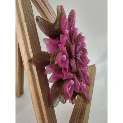 Handgefertigter Weihnachtsstern aus Organzaband in Pink, Durchmesser ca. 10-11 cm