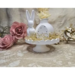 Handgefertigtes Raysin Oster-Set mit Hase, Ei & Vase auf Dekoteller