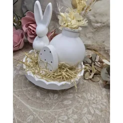 Handgefertigtes Raysin Oster-Set mit Hase, Ei & Vase auf Dekoteller