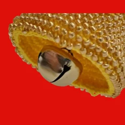 Handgehäkelte Glocke in Gold – mit echtem Glöckchen und Perlen