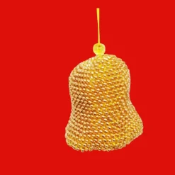 Handgehäkelte Glocke in Gold – mit echtem Glöckchen und Perlen