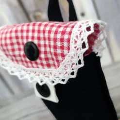 Handgel- / Desinfektionsmittel-Tasche | SUSI – Handmade Karo-Look mit Spitze | Accessoire für Oktoberfest