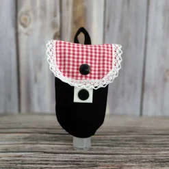 Handgel- / Desinfektionsmittel-Tasche | SUSI – Handmade Karo-Look mit Spitze | Accessoire für Oktoberfest