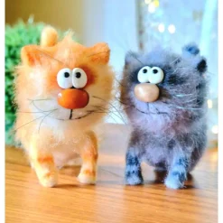 Handgemachte Dekofigur Katze/ Katze Statue Stoff gehäkelt als Geschenk zum Geburtstag, Hochzeit/Dekorfigur katze rot