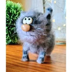 Handgemachte Dekofigur Katze/ Katze Statue Stoff gehäkelt als Geschenk zum Geburtstag, Hochzeit/Dekorfigur katze rot