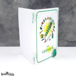 Handgemachte Einladungskarte & Glückwunschkarte zur Einschulung – Design Schultüte