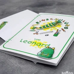 Handgemachte Einladungskarte & Glückwunschkarte zur Einschulung – Design Schultüte