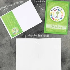 Handgemachte Einladungskarte Kommunion – Mit Jesus auf dem Weg