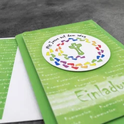 Handgemachte Einladungskarte Kommunion – Mit Jesus auf dem Weg