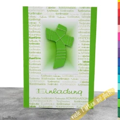 Handgemachte Einladungskarte Konfirmation, Kommunion & Firmung mit Kreuz