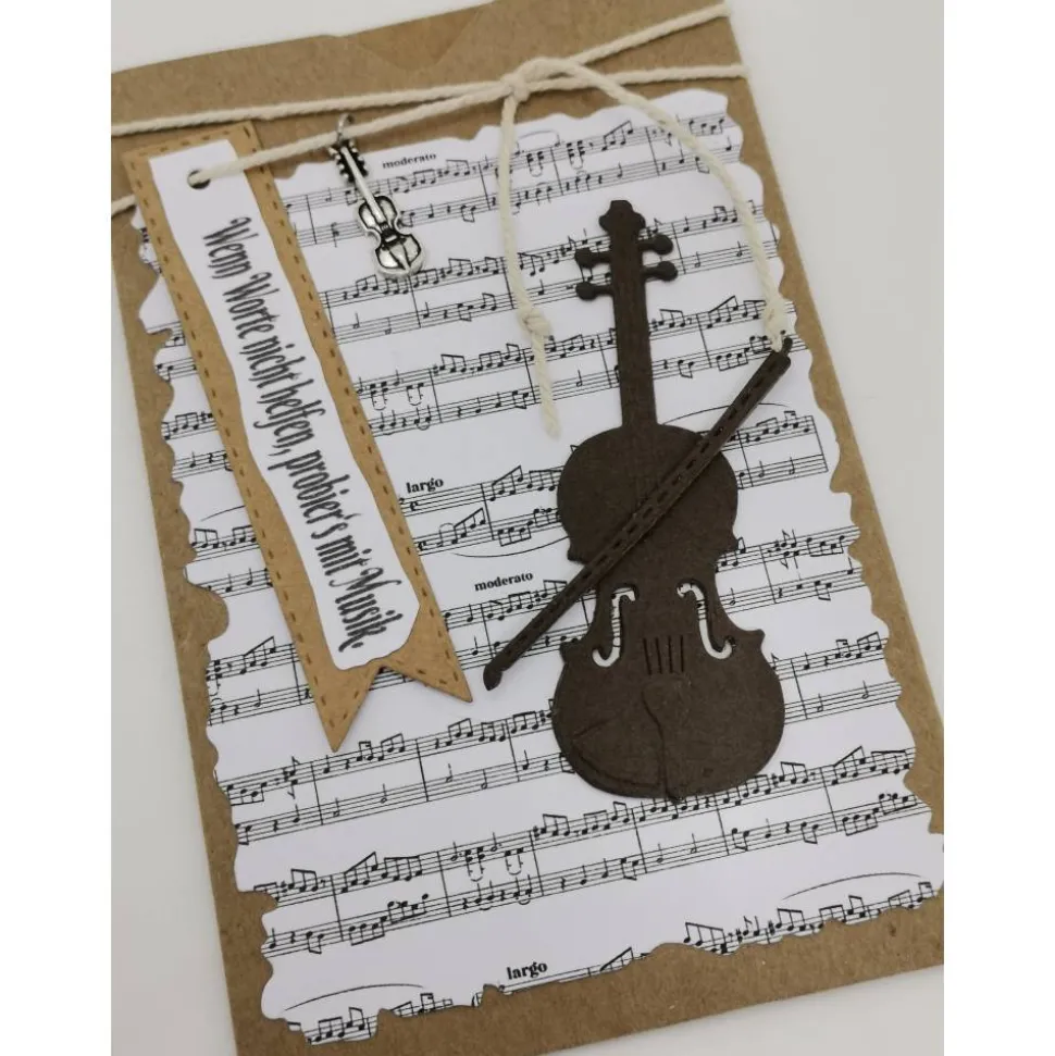 Handgemachte Geburtstagskarte mit Musikinstrumenten – Gitarre & Akkordeon, personalisierbar, 10x14,5cm