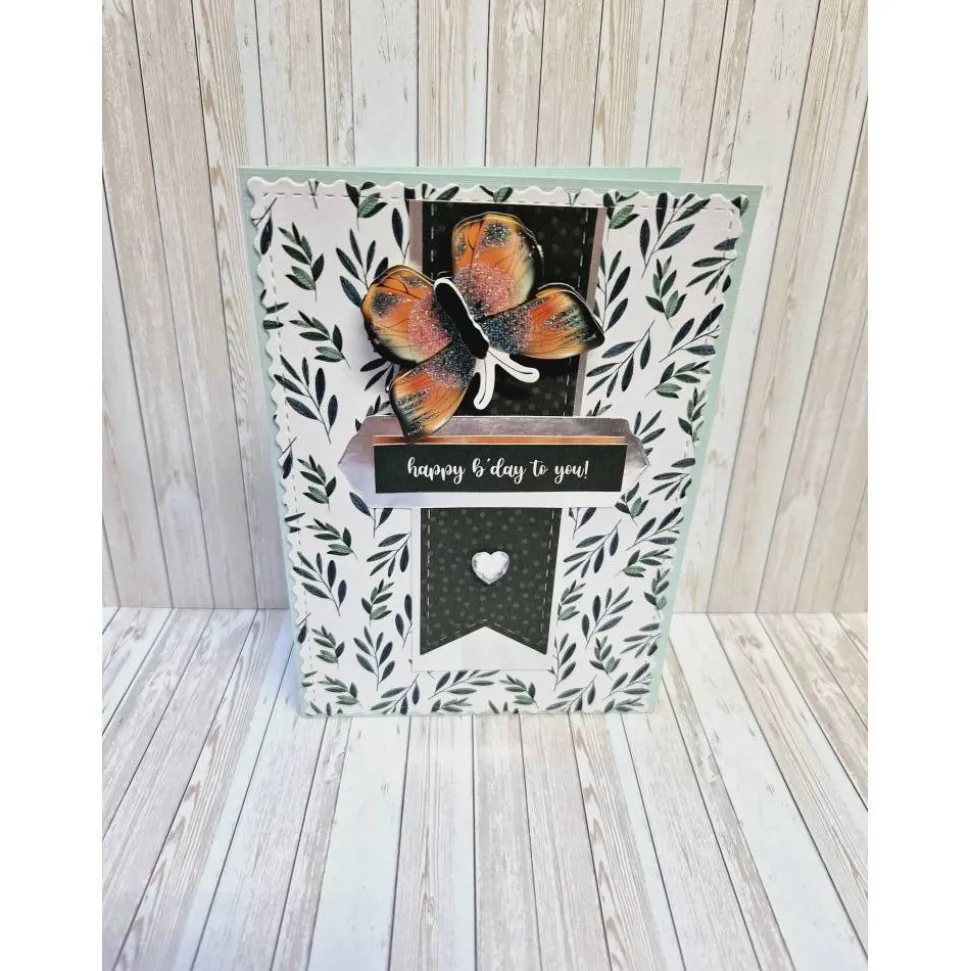 Handgemachte Geburtstagskarte Schmetterling – Türkis, 14,7 x 10,5 cm, mit Umschlag & Einlegeblatt