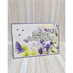 Handgemachte Geburtstagskarte Schmetterling Lavendel – Blumige Karte mit Umschlag & Einlegeblatt
