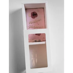 Handgemachte Geschenkbox zur Geldgeschenk-Verpackung mit Mohnblüte – Herzlichen Glückwunsch, Unikat, 20,8 x 12,5 x 5 cm