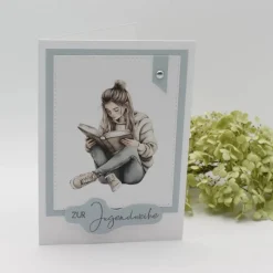 Handgemachte Glückwunschkarte zur Jugendweihe - moderne Jugendweihekarte