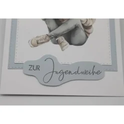 Handgemachte Glückwunschkarte zur Jugendweihe - moderne Jugendweihekarte