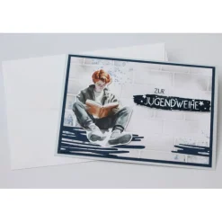 Handgemachte Glückwunschkarte zur Jugendweihe - moderne Jugendweihekarte