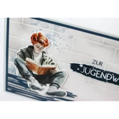 Handgemachte Glückwunschkarte zur Jugendweihe - moderne Jugendweihekarte