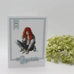 Handgemachte Glückwunschkarte zur Jugendweihe - moderne Jugendweihekarte