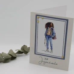 Handgemachte Glückwunschkarte zur Jugendweihe - moderne Jugendweihekarte, Geldgeschenk