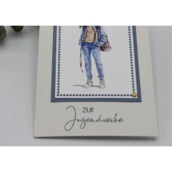 Handgemachte Glückwunschkarte zur Jugendweihe - moderne Jugendweihekarte, Geldgeschenk