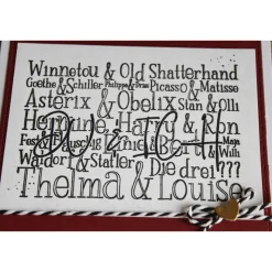 Handgemachte Grußkarte DU & ICH – Karte mit berühmten Paaren & goldenem Herz, 12,5 x 12,5 cm