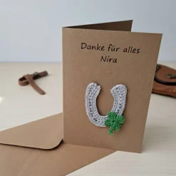 Handgemachte Hufeisen Glückwunschkarte – Einzigartiger Glücksbringer für jeden Anlass