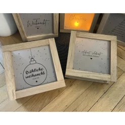 Handgemachte Lichtbox aus Eichenholz / Klötzchen Leuchtrahmen Weihnachtsdeko & Geschenkidee Advent Christmas