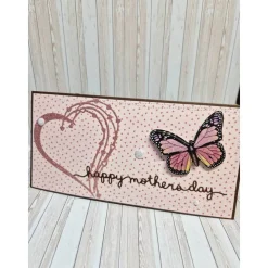 Handgemachte Muttertagskarte Schmetterling – Einlegeblatt & Umschlag – Größe 21 x 10,4 cm