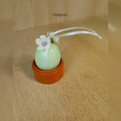 Handgemachte Ostereier 6er Set, pastellfarbene Ostereier mit Blüten und Satinband, Osterdeko zum aufhängen, Osterschmuck