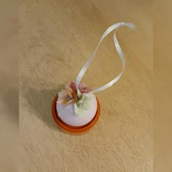 Handgemachte Ostereier 6er Set, pastellfarbene Ostereier mit Blüten und Satinband, Osterdeko zum aufhängen, Osterschmuck