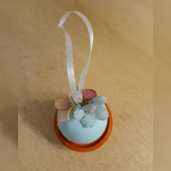 Handgemachte Ostereier 6er Set, pastellfarbene Ostereier mit Blüten und Satinband, Osterdeko zum aufhängen, Osterschmuck